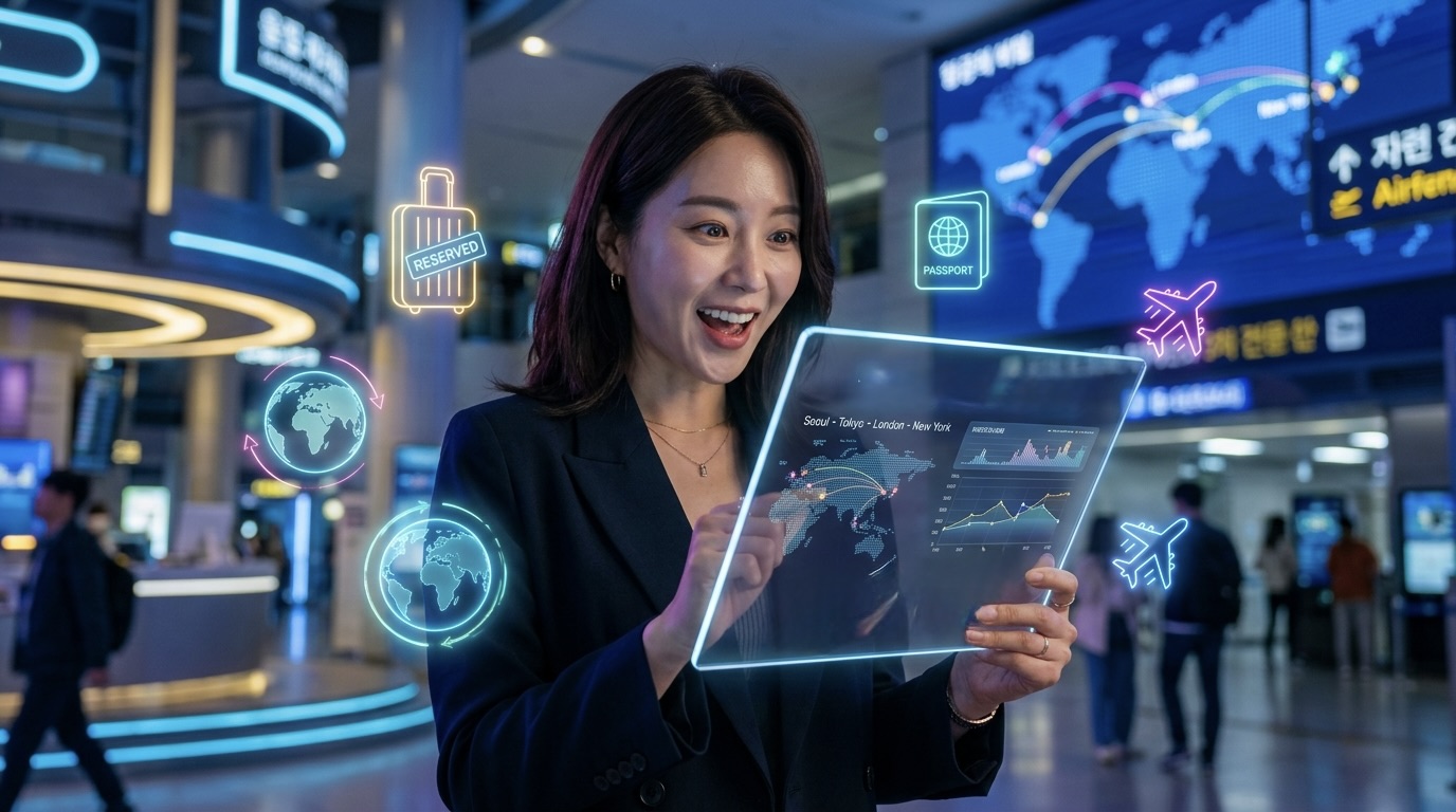 항공권 가격 그래프와 할인코드 확인하는 모습