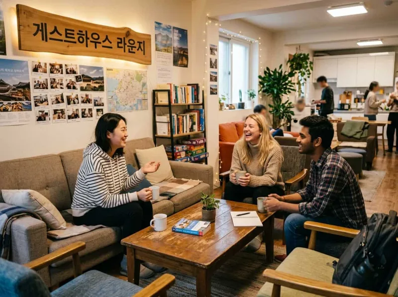 게스트하우스 도미토리 공용 라운지 소셜 여행자