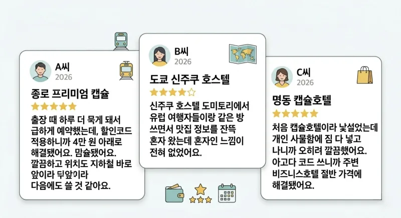 1인 여행 캡슐호텔 게스트하우스 예약 후기 2026 가격 절약