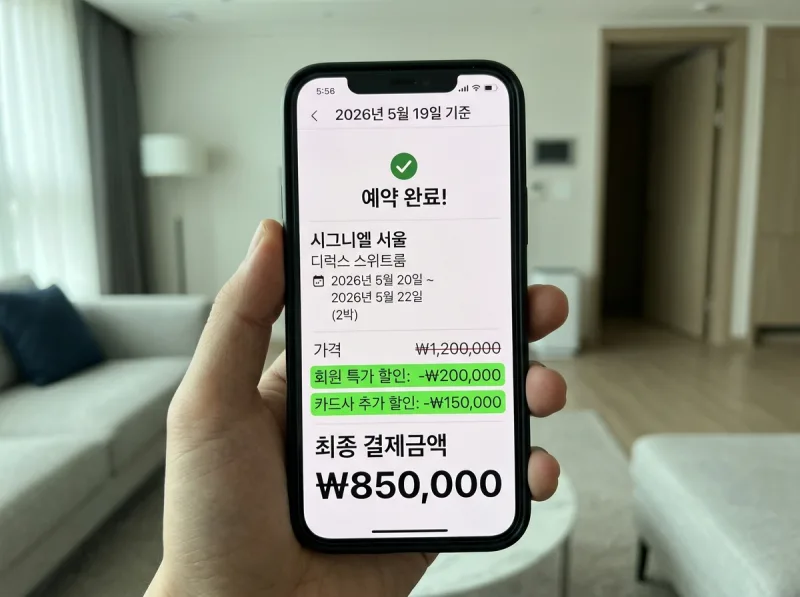 호텔스닷컴 중복 할인 적용 예시