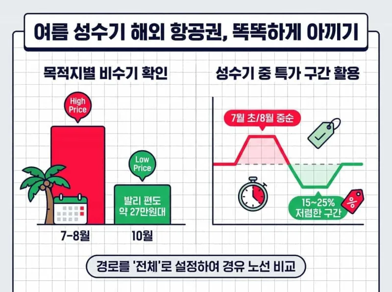 여름휴가 해외여행 항공권 특가 시기별 비교