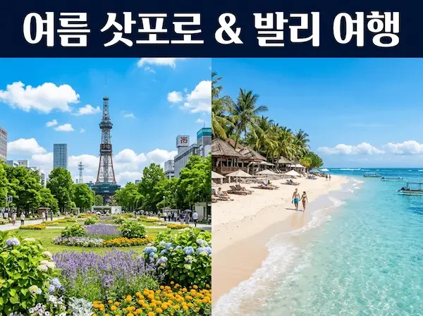 여름철 삿포로 시내 풍경과 발리 해변 모습