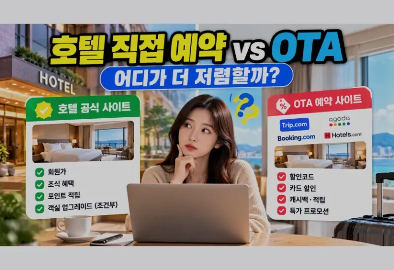호텔 직접 예약과 OTA 비교: 회원 혜택·총요금·문의 경로